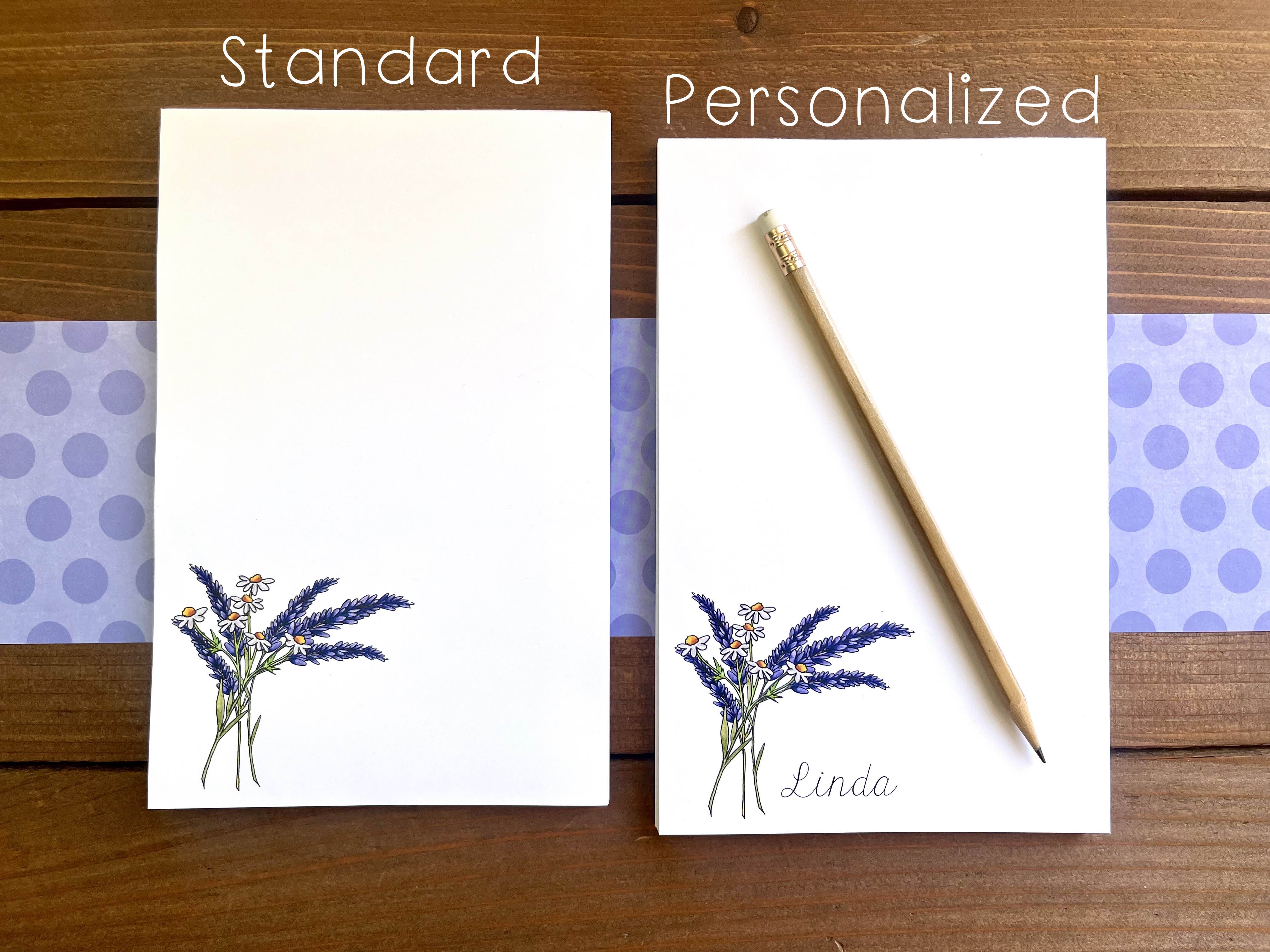 Lavender Flower Notepad - Personalization Available