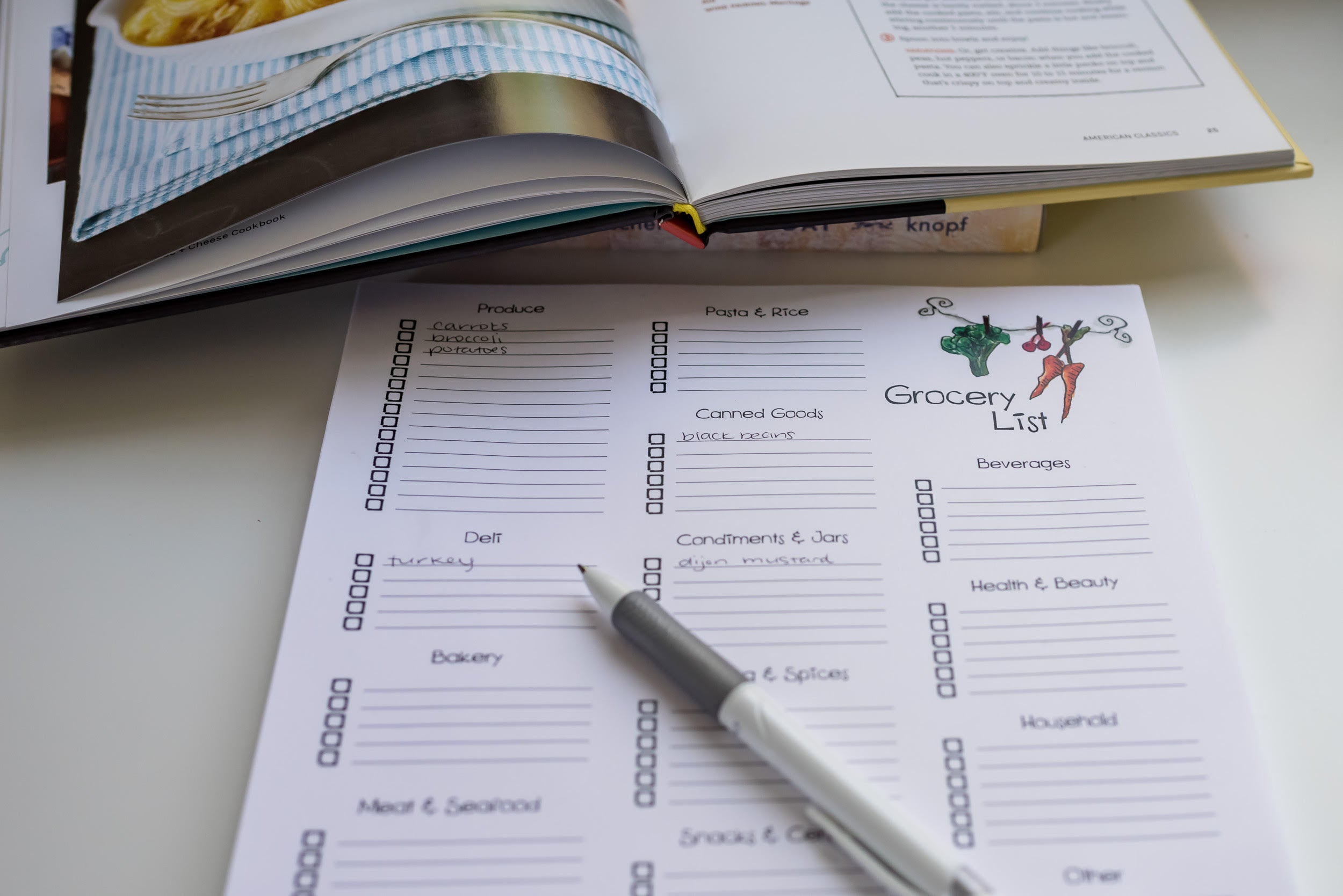 PRINTABLE Grocery List with Categories | PDF Digital Download