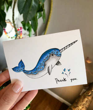 Narwhal Notecards, Choose Your Message - Boxed Set of 8