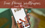 Hand holding a phone with an illustration of vintage books. The graphic reads Free Phone Wallpapers from Whimsicals Paperie