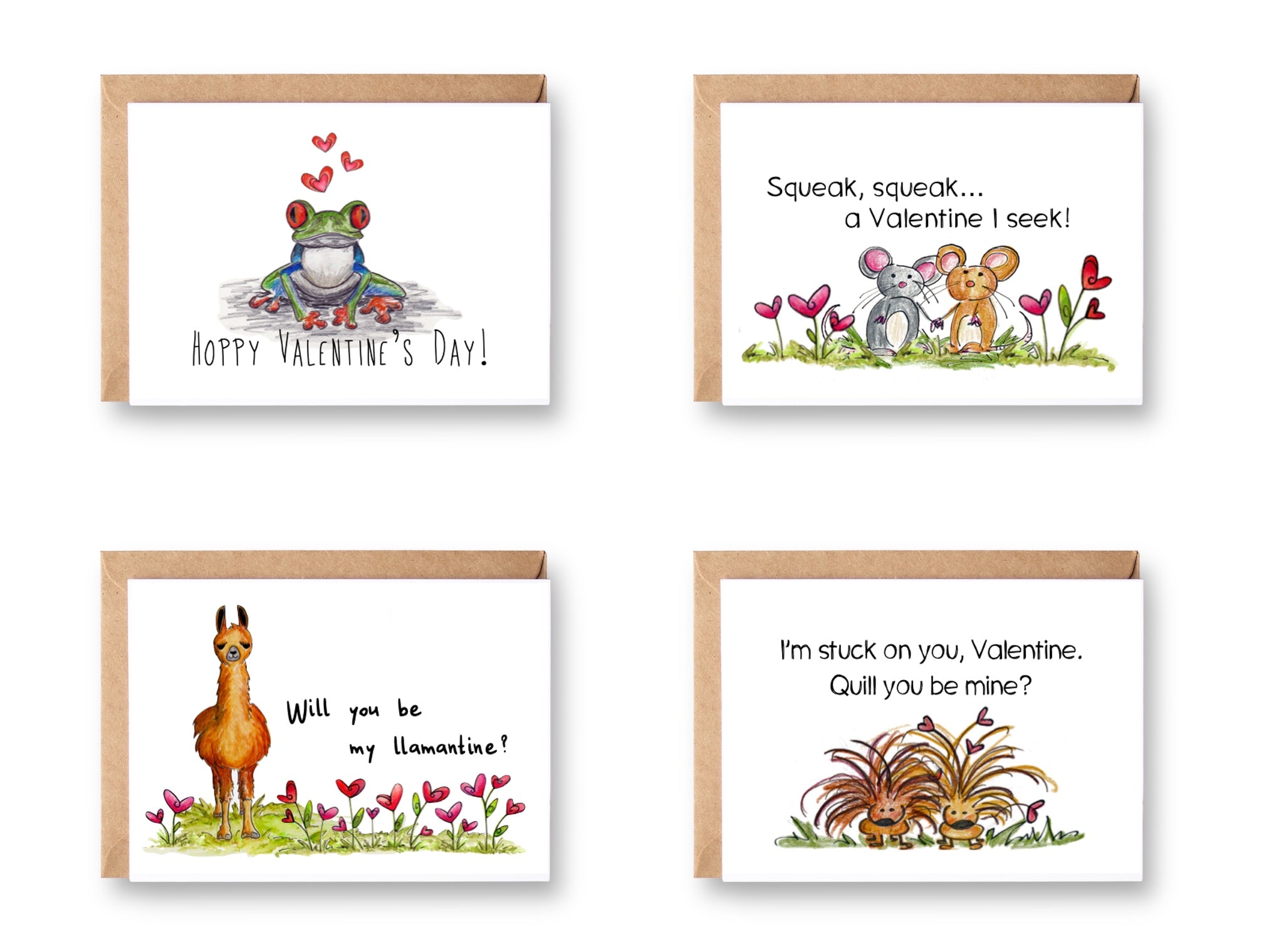 Assorted Valentine's Day Cards | Boxed Set of 8 Assorted Animal Valentines