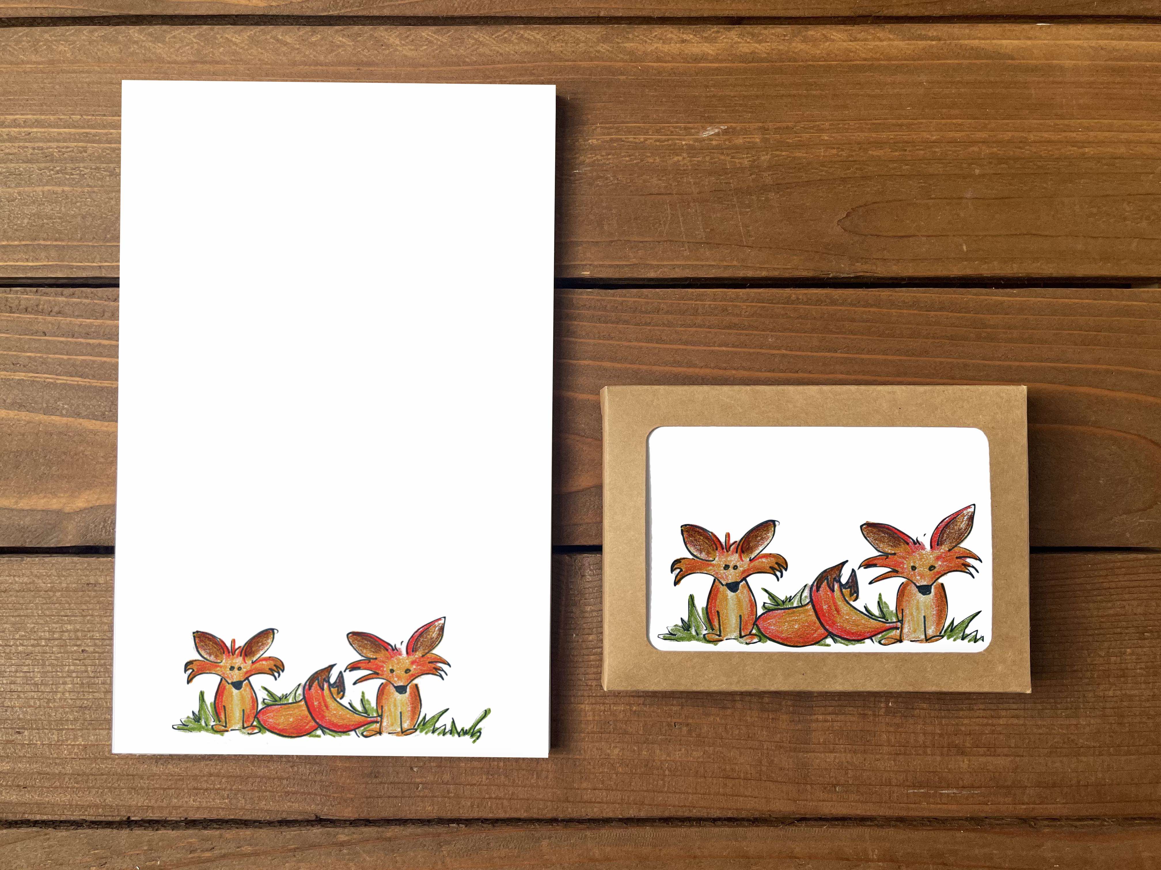 Fox Friends Stationery Bundle | Note Cards + Notepad