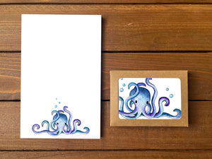 Octopus Stationery Bundle | Note Cards + Notepad