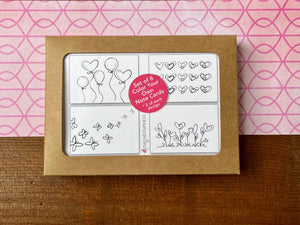 Color Your Own Notecards, Hearts Edition - Assorted Set of 8 Coloring Cards