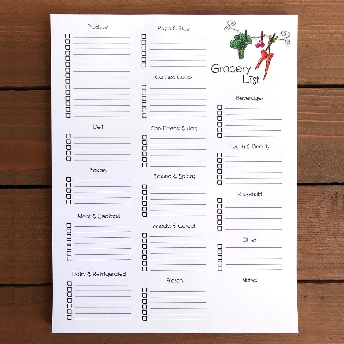 Grocery List With Store Sections Magnetic Notepad