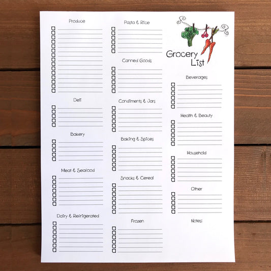 Grocery List With Store Sections Magnetic Notepad