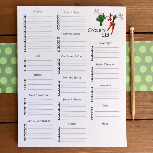 Grocery List With Store Sections Magnetic Notepad