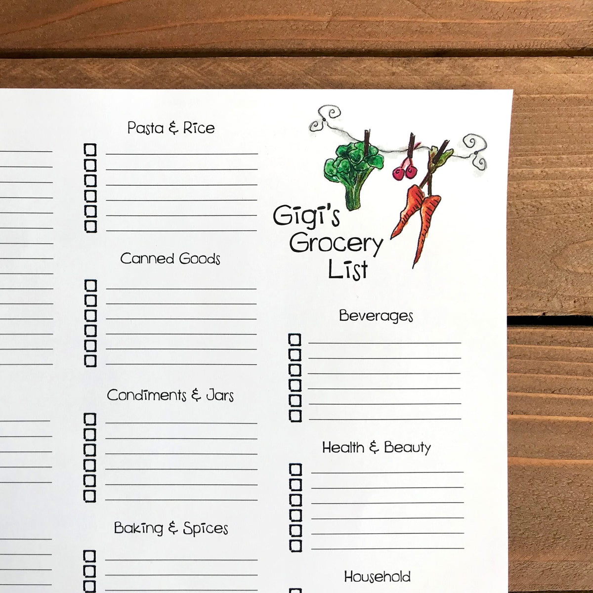 Grocery List With Store Sections Personalized Magnetic Notepad