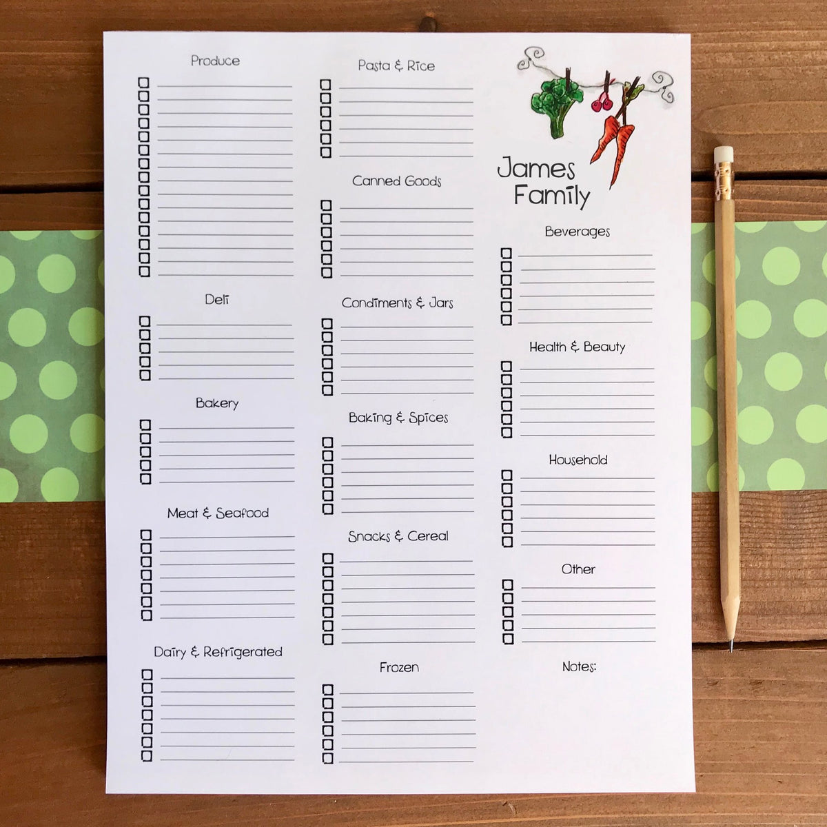 Grocery List With Store Sections Personalized Magnetic Notepad