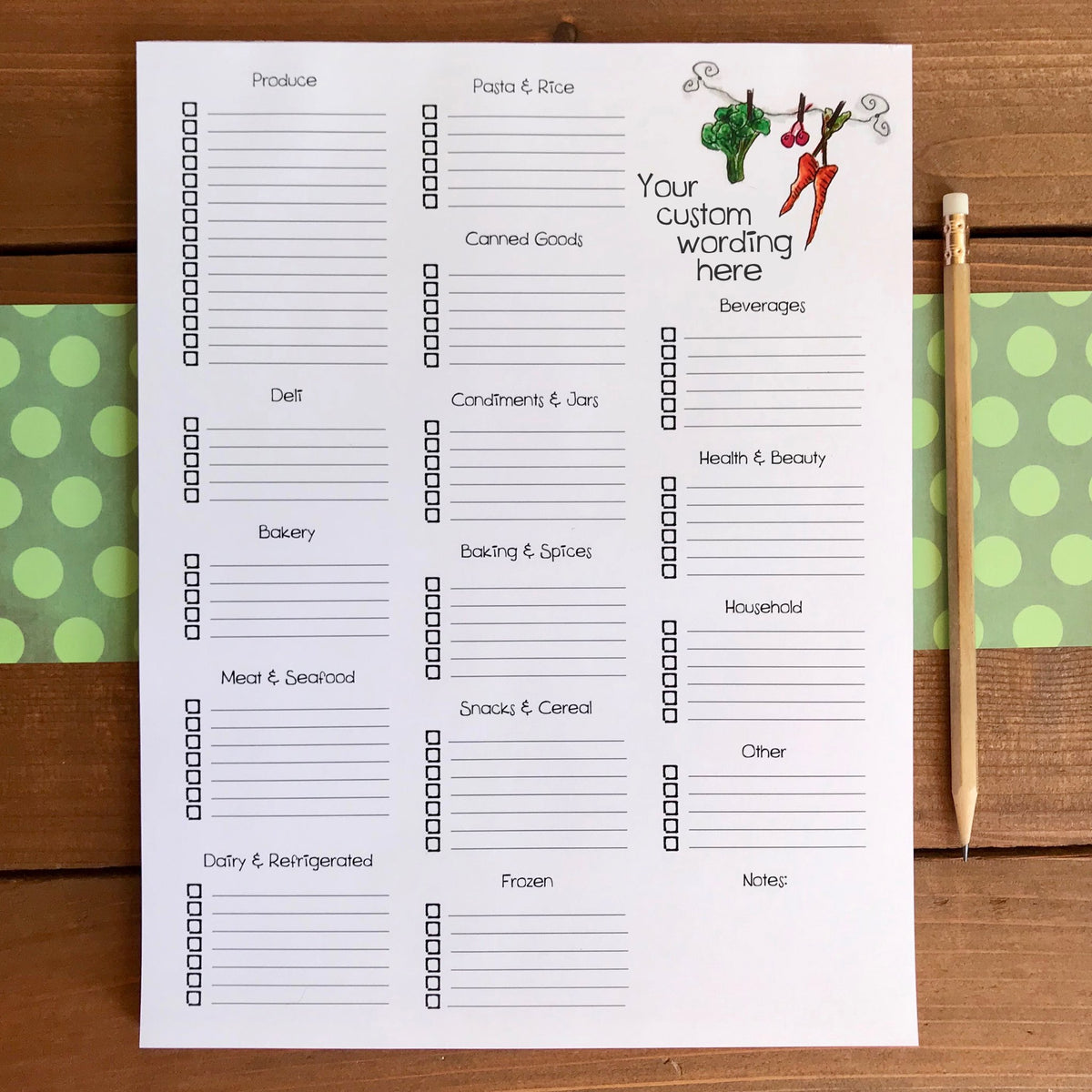 Grocery List With Store Sections Personalized Magnetic Notepad