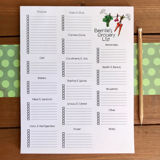 Grocery List With Store Sections Personalized Magnetic Notepad