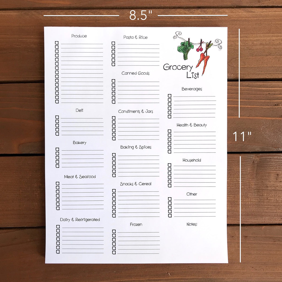 Grocery List With Store Sections Magnetic Notepad