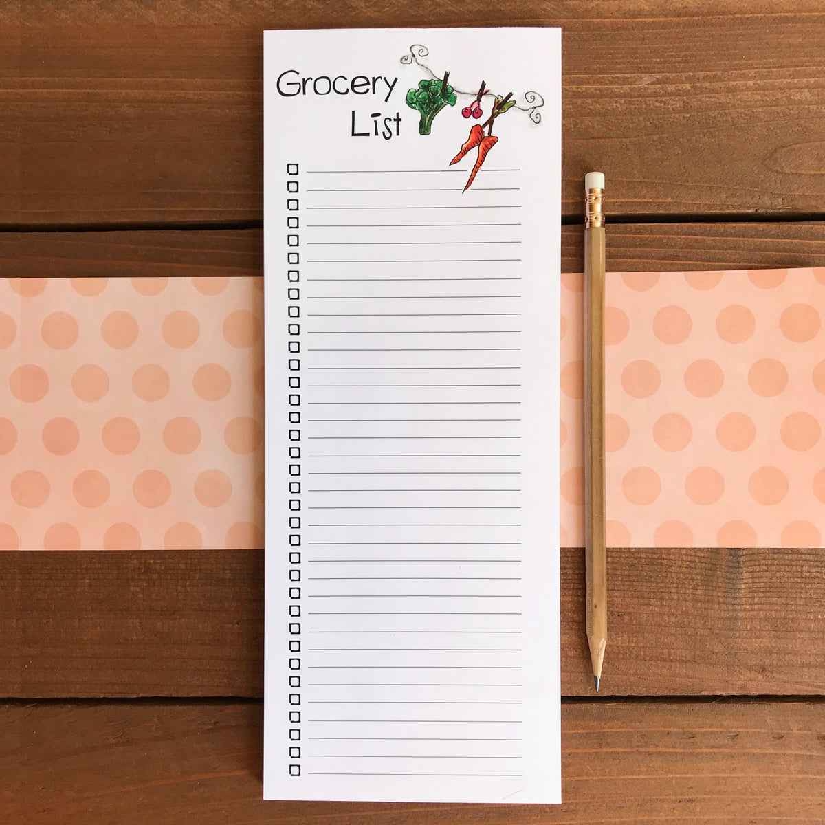 Skinny Grocery List Magnetic Notepad