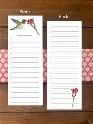 Hummingbird To Do List Notepad - Magnetic | Double Sided Sheets | Personalization Available