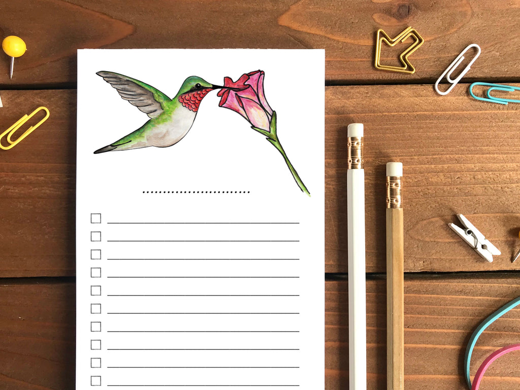 Hummingbird To Do List Notepad - Magnetic | Double Sided Sheets | Personalization Available