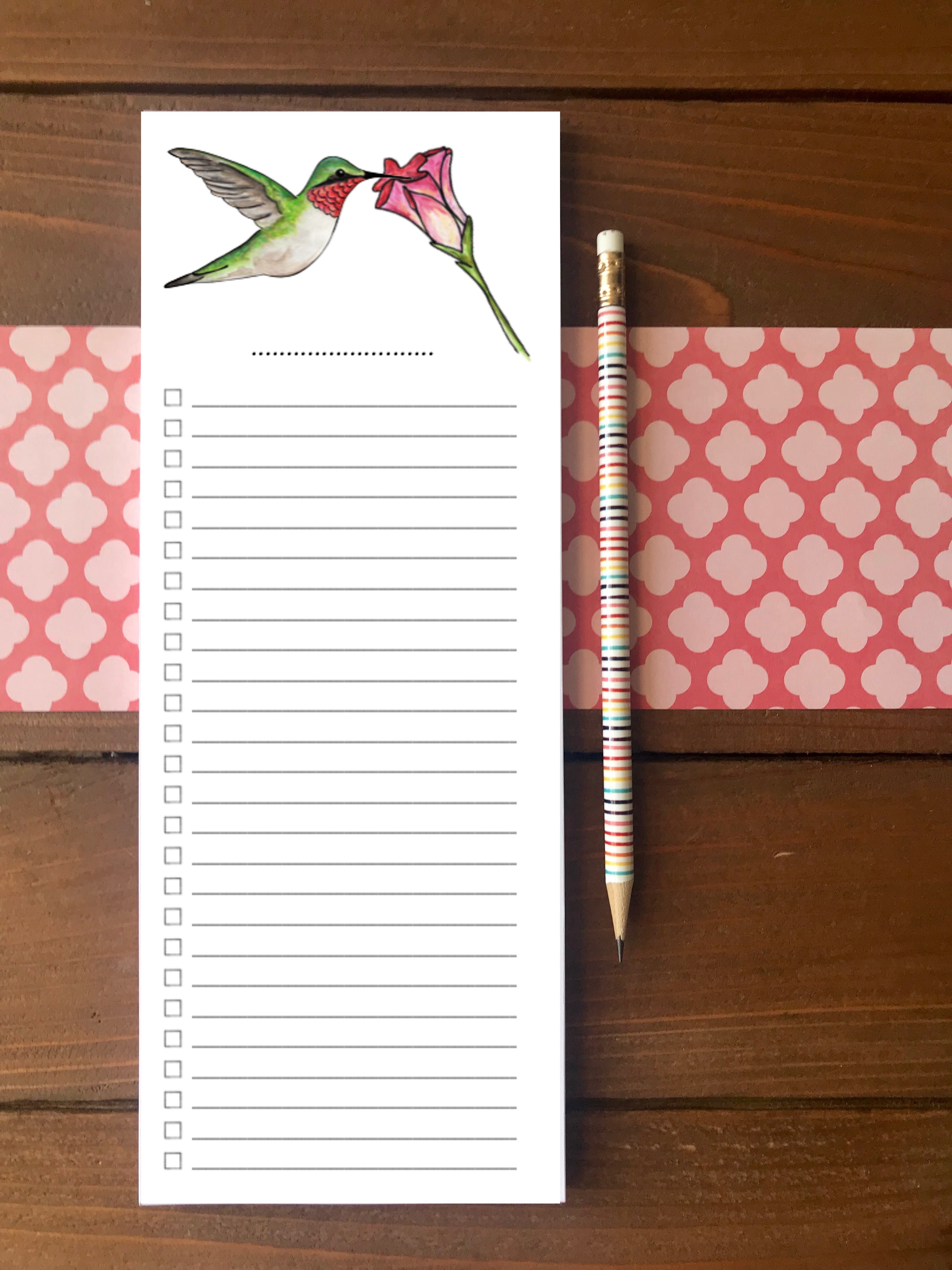 Hummingbird To Do List Notepad - Magnetic | Double Sided Sheets | Personalization Available