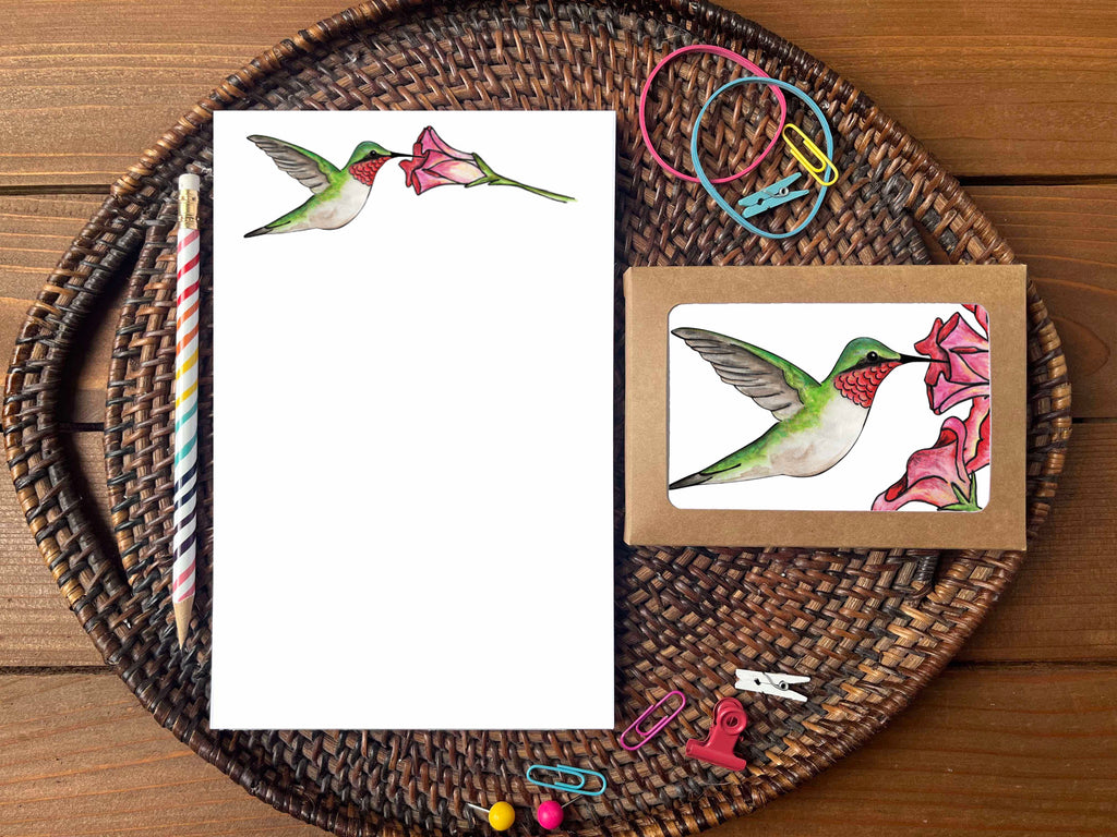 Hummingbird Stationery Bundle | Note Cards + Notepad
