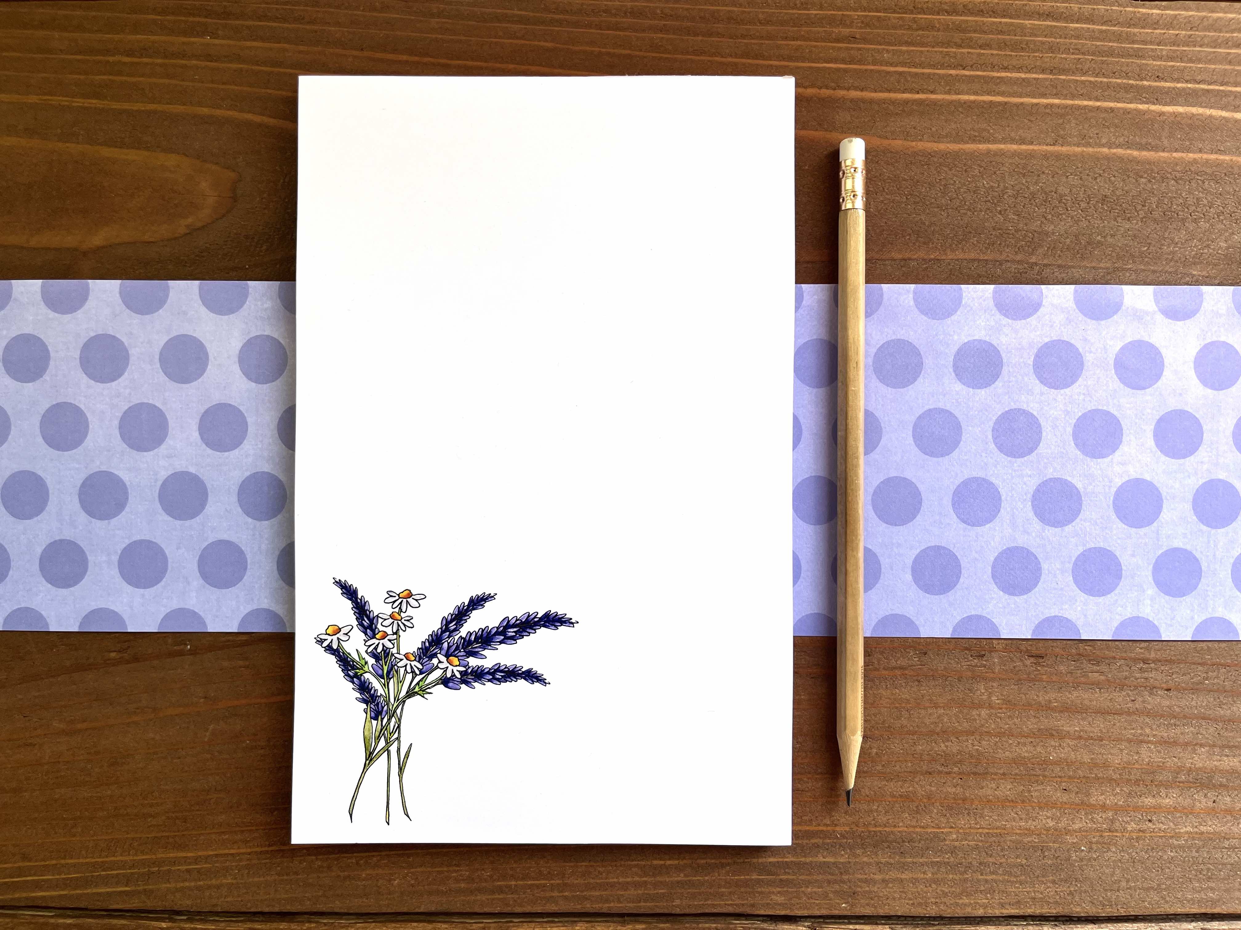 Lavender Flower Notepad - Personalization Available