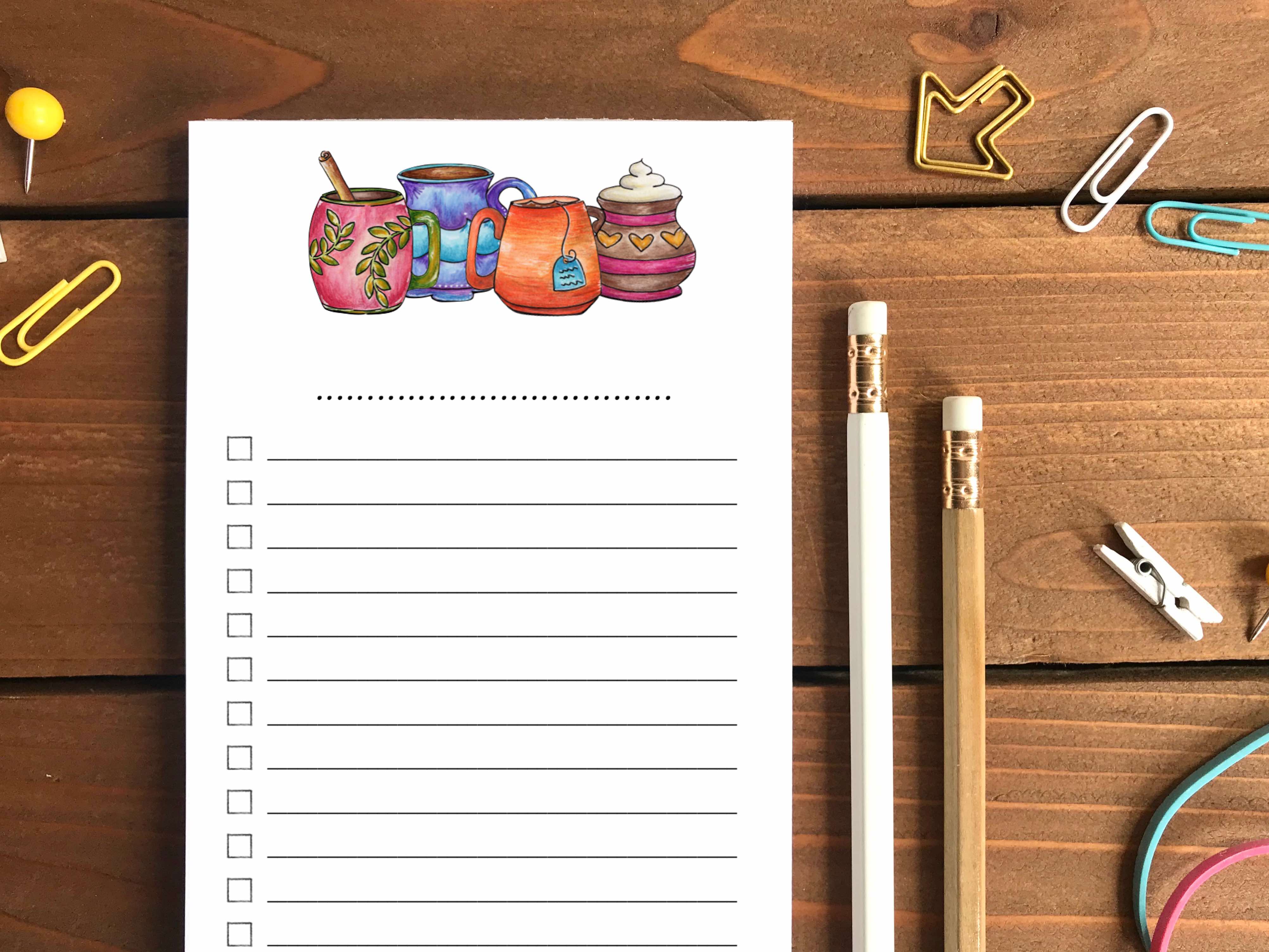 Cozy Mugs To Do List Notepad | Personalization Available