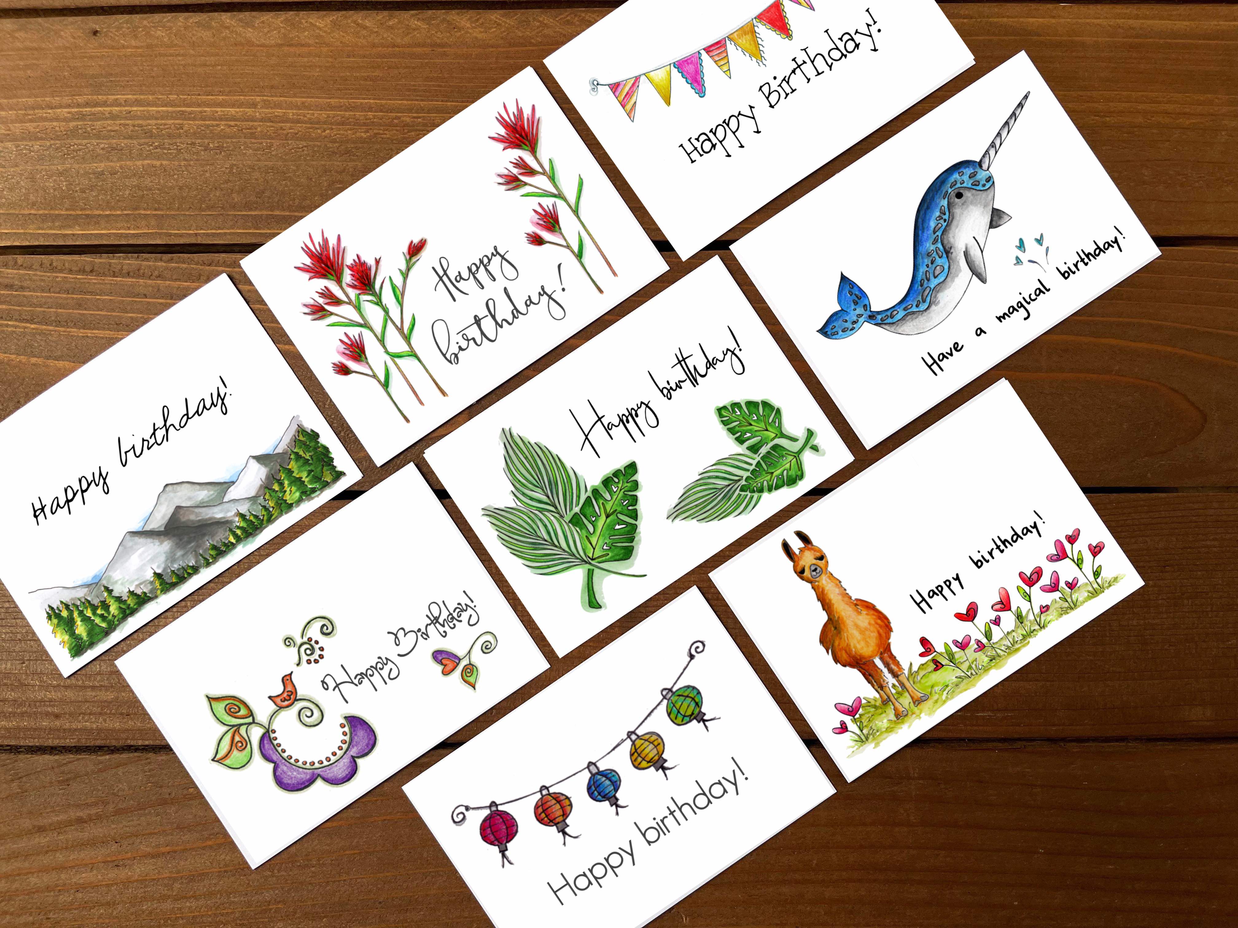 Assorted Birthday Cards - Boxed Set of 8