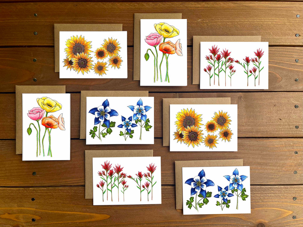 Assorted Floral Note Cards - Boxed Set of 8