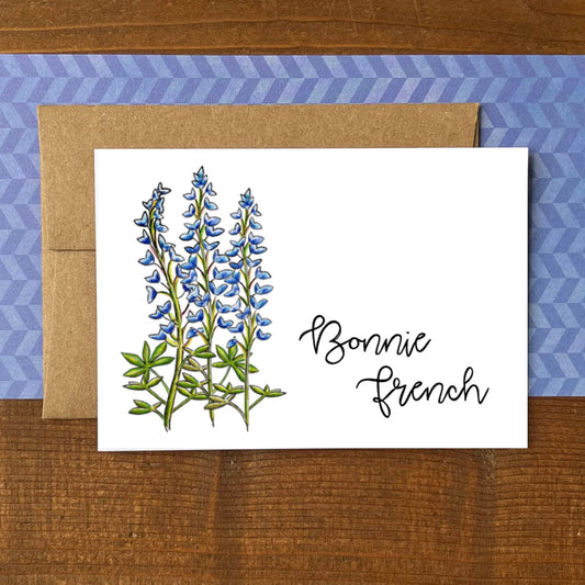 Bluebonnet Lupine Personalized Boxed Note Cards