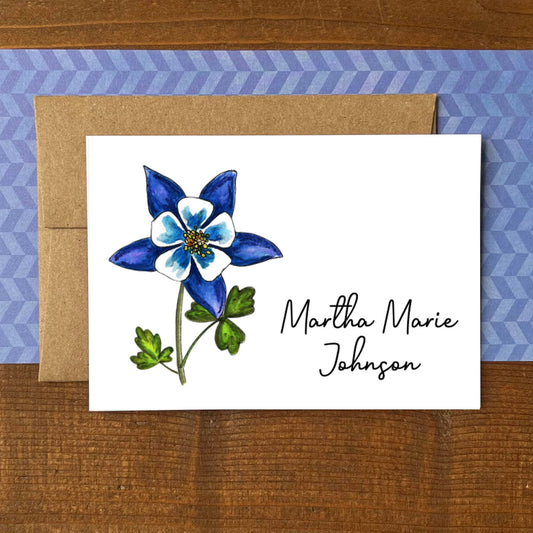 Columbine Personalized Boxed Note Cards