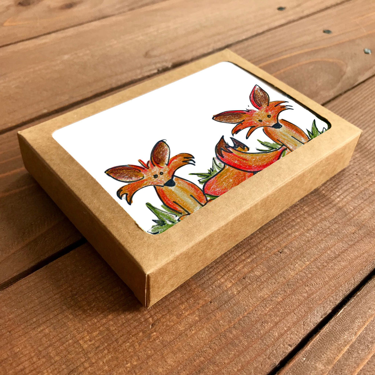 Foxes Blank Boxed Notecards