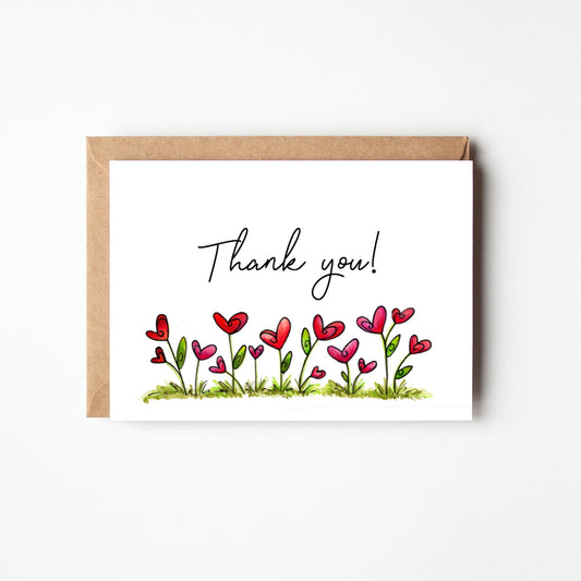 Heart Flowers Thank You Boxed Note Cards