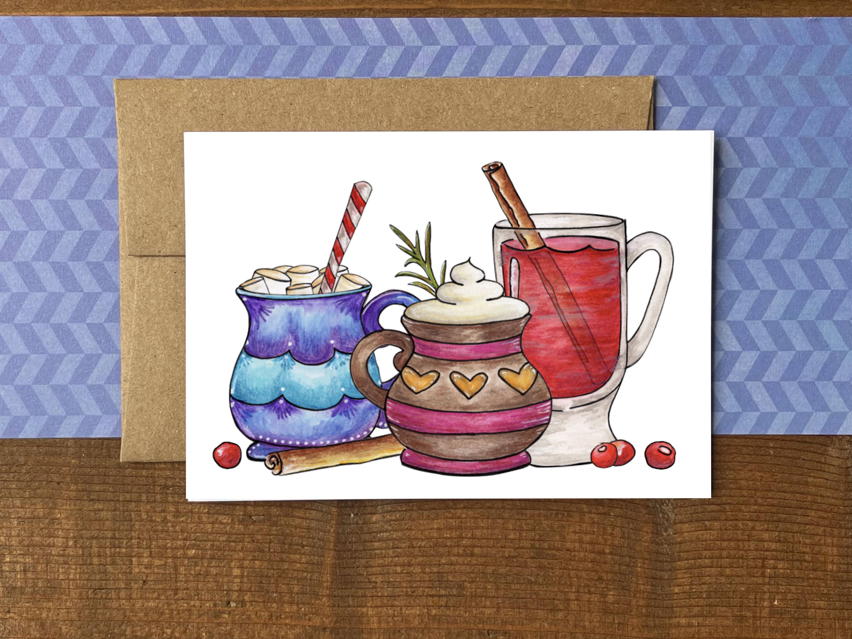 Cozy Mugs Holiday Cards | Choose Your Message - Boxed Set of 8