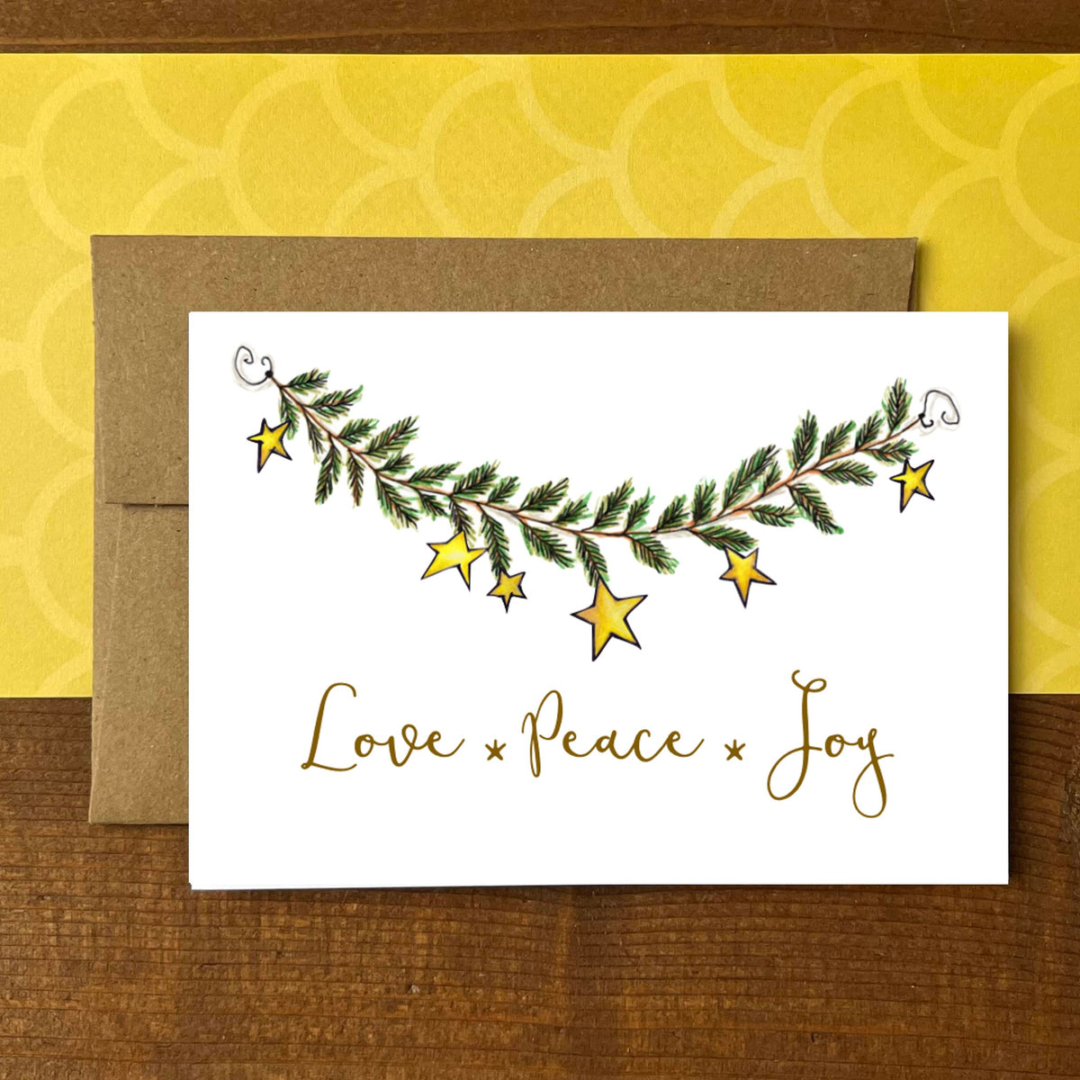 Star Garland Love Peace Joy Holiday Boxed Note Cards