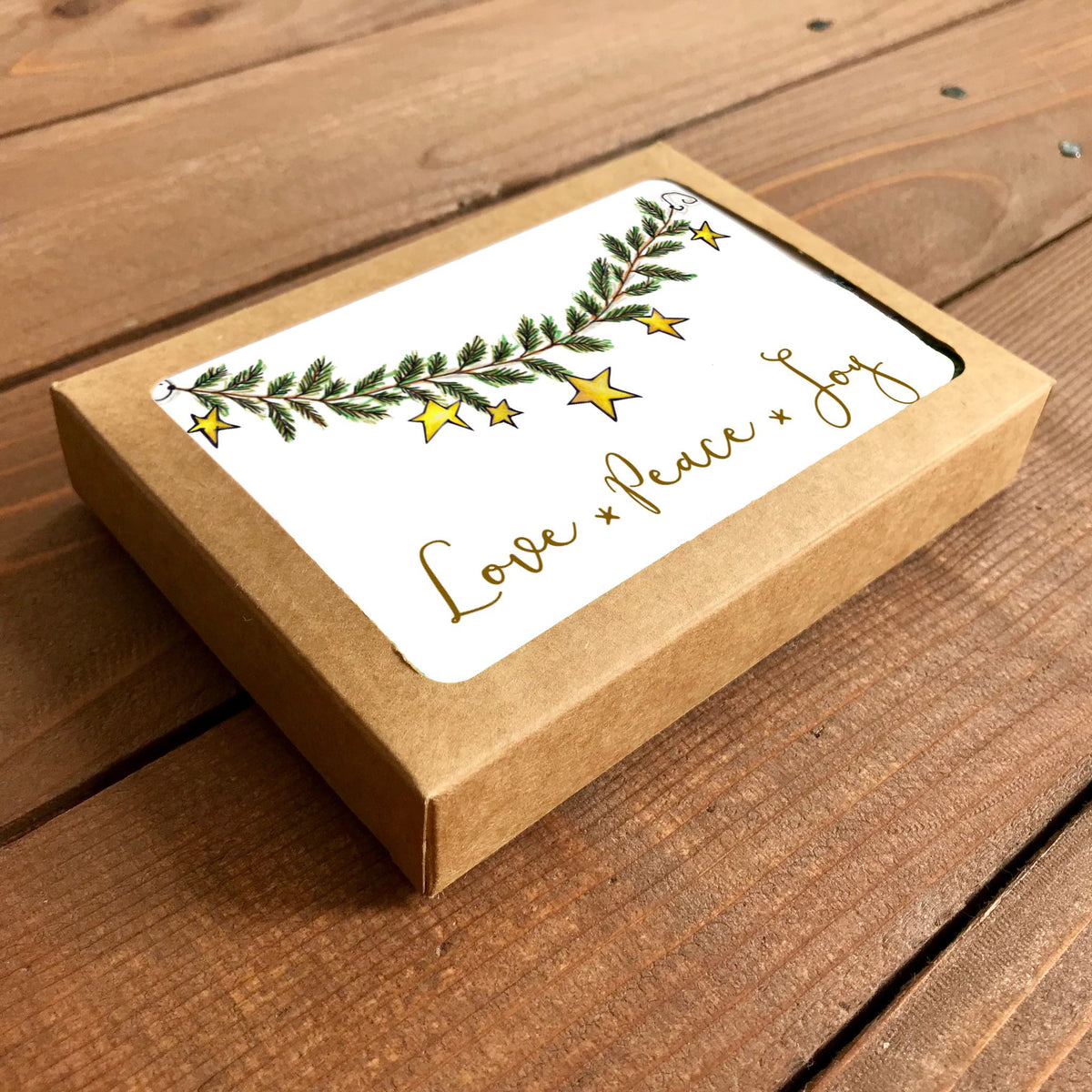 Star Garland Love Peace Joy Holiday Boxed Note Cards