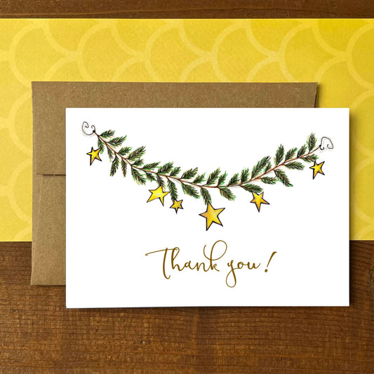 Star Garland Thank You Holiday Boxed Note Cards