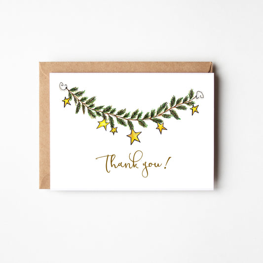 Star Garland Thank You Holiday Boxed Note Cards