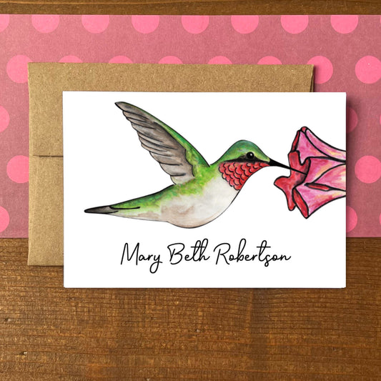 Hummingbird Personalized Boxed Note Cards