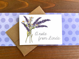 Lavender Note Cards, Choose Your Message - Boxed Set of 8