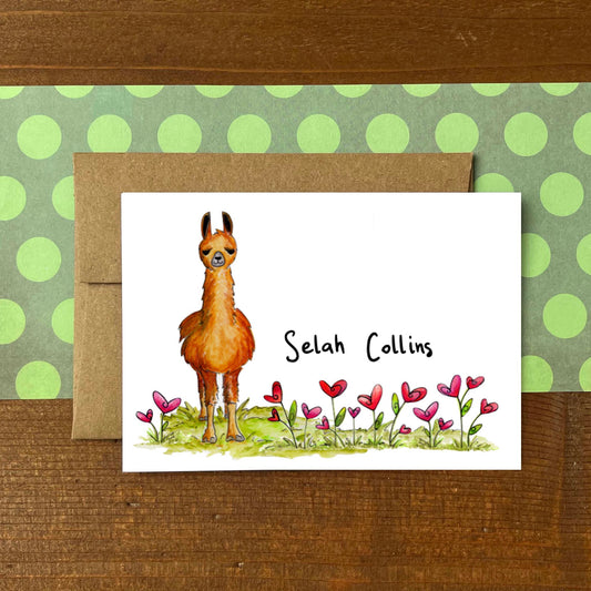 Llama Personalized Boxed Note Cards