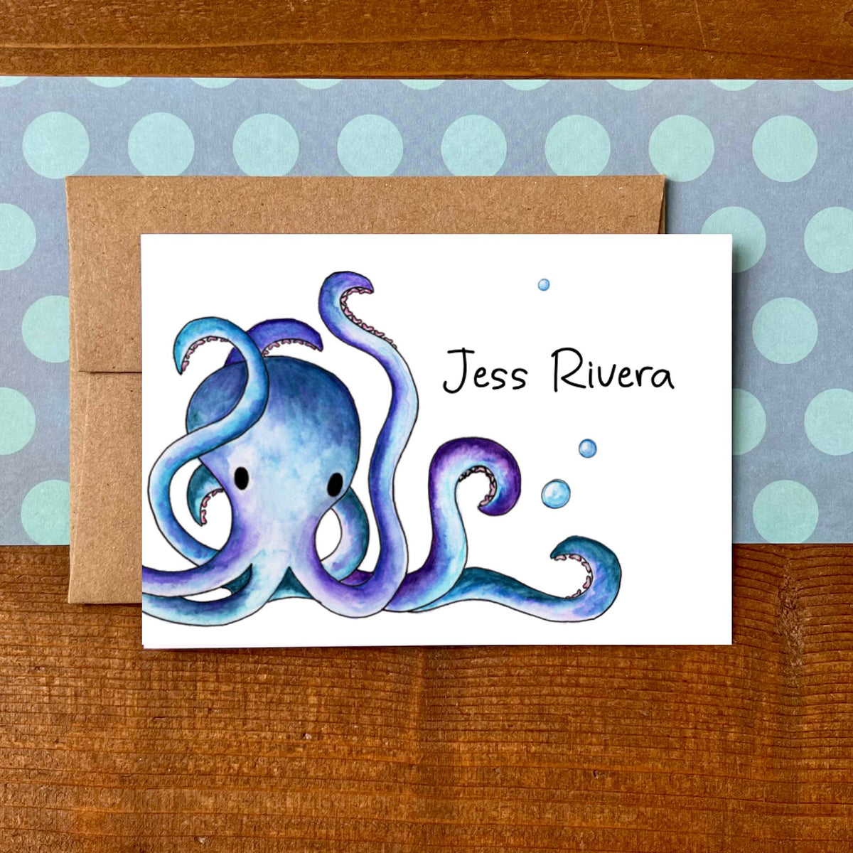 Octopus Personalized Boxed Note Cards