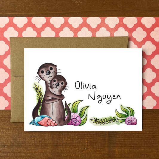 Otters Personalized Boxed Note Cards
