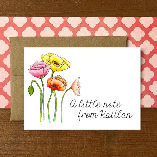 Poppies Personalized Boxed Note Cards