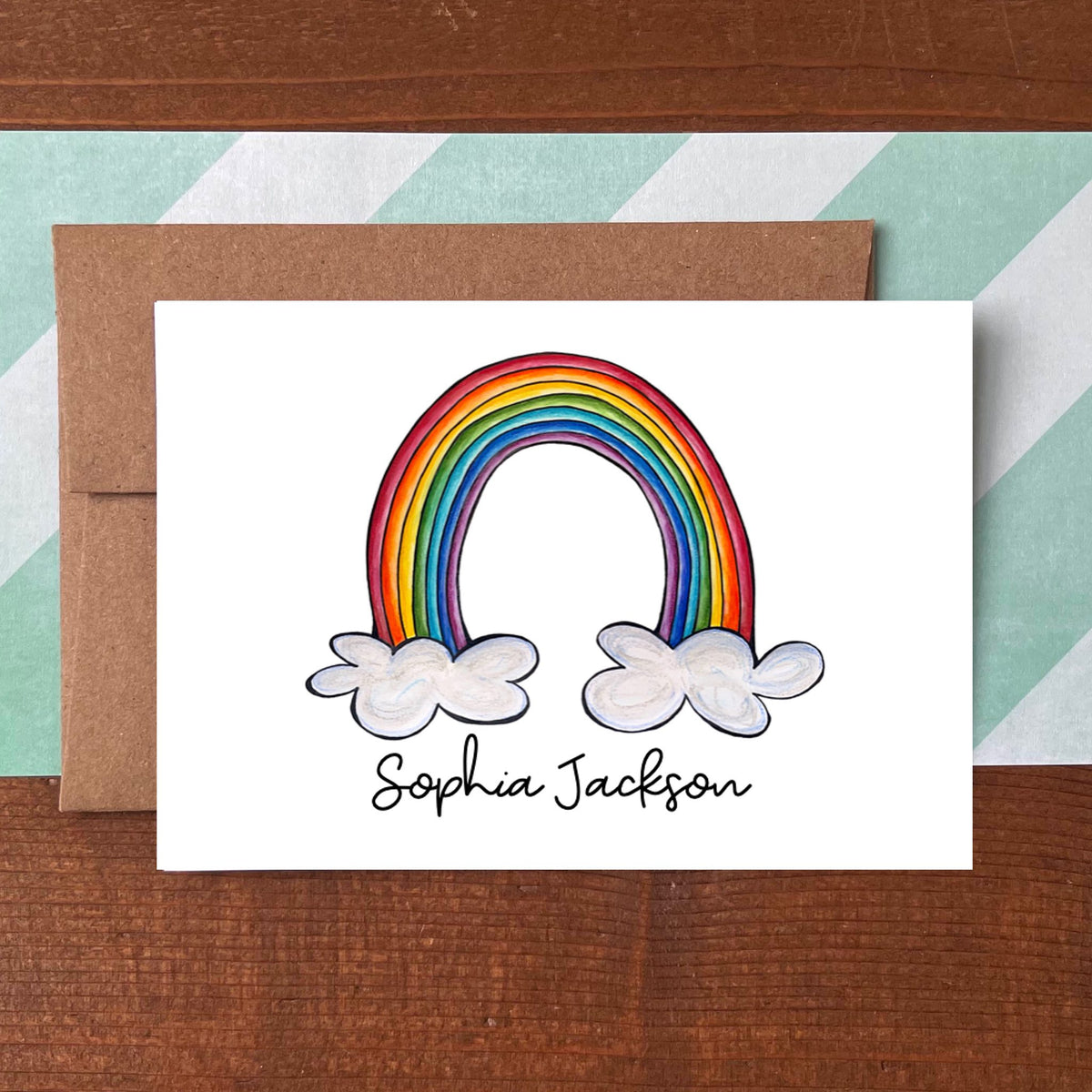 Rainbow Clouds Personalized Boxed Note Cards