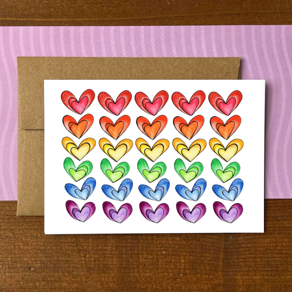 Rainbow Hearts Blank Boxed Note Cards