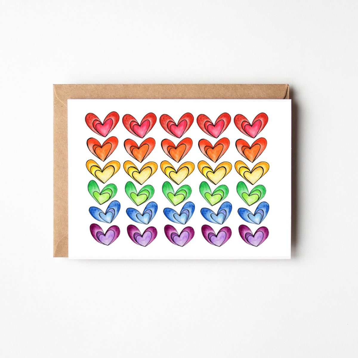 Rainbow Hearts Blank Boxed Note Cards