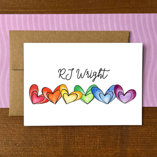 Rainbow Hearts Personalized Boxed Note Cards
