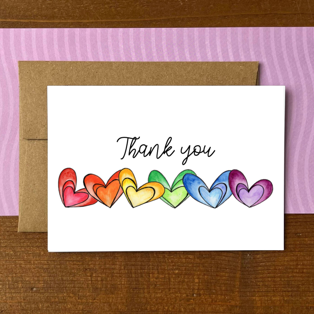 Rainbow Hearts Thank You Boxed Note Cards