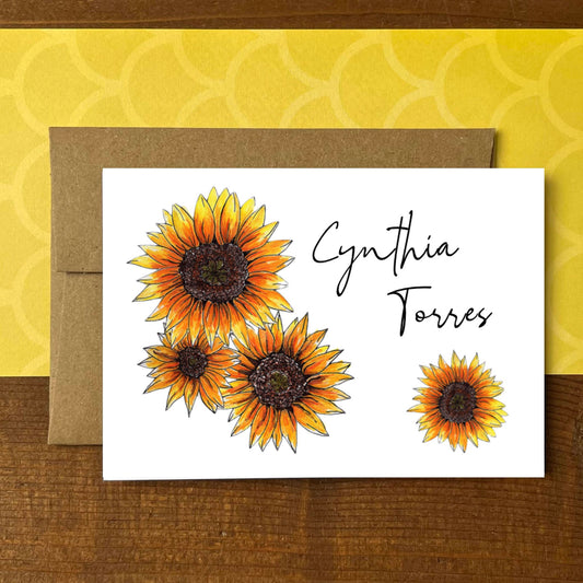 Sunflowers Personalized Boxed Note Cards