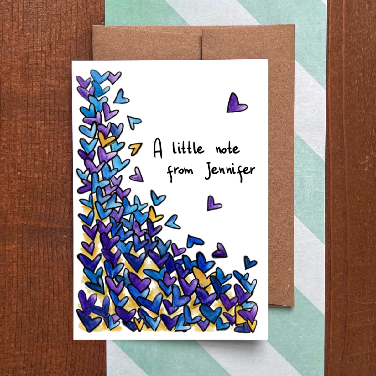 Tumbling Hearts Personalized Boxed Note Cards