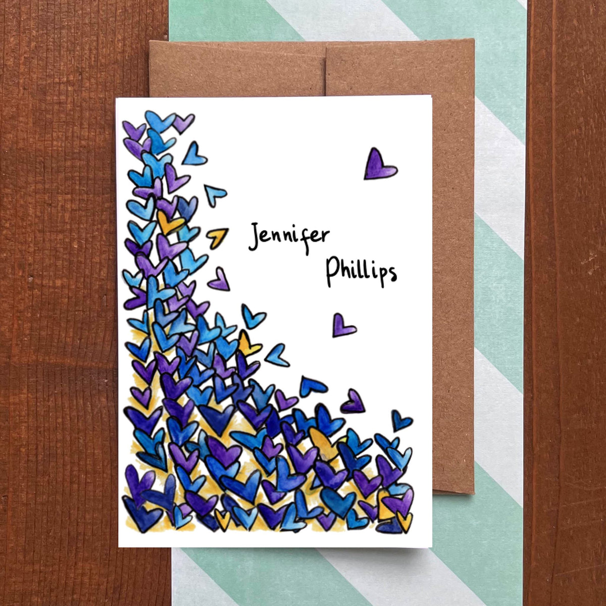 Tumbling Hearts Personalized Boxed Note Cards