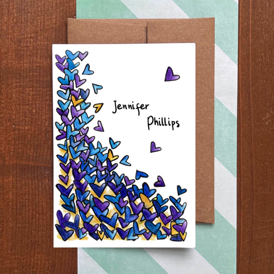Tumbling Hearts Personalized Boxed Note Cards