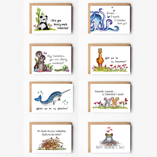 Valentine Animals Variety Boxed Note Cards